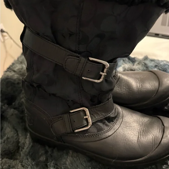 Vintage coach boots sz 8.5 monogram logo black canvas/sherpa  Y2K - NWOT - Picture 15 of 15